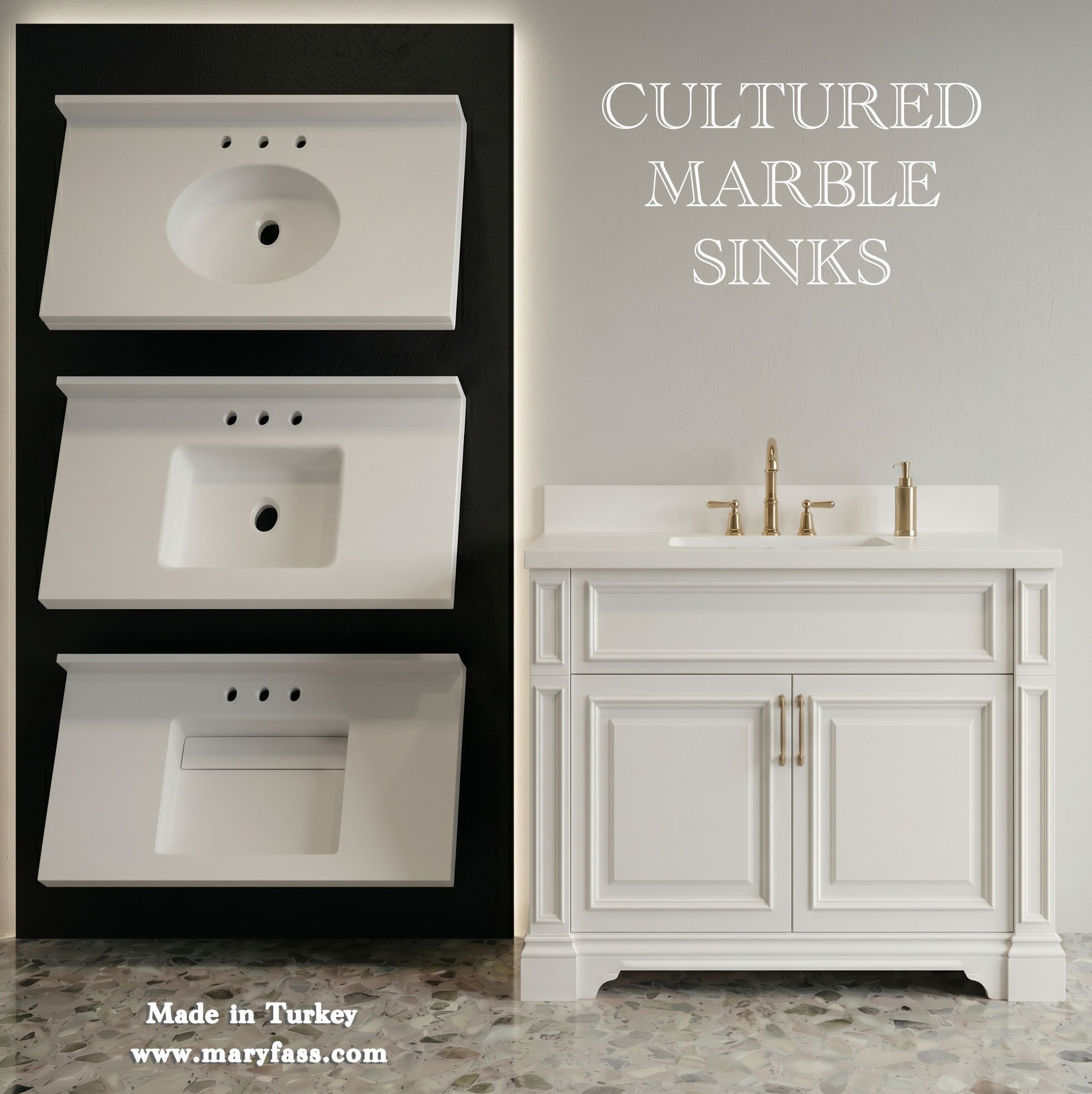 Cultured Marble Vanity Top Manufacturer in Turkey | Maryfass